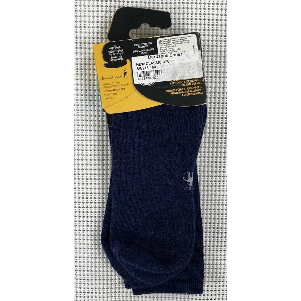 Smartwool New Classic Rib Merino Wool Socks Men's Large Blue Medium Cushion NWT